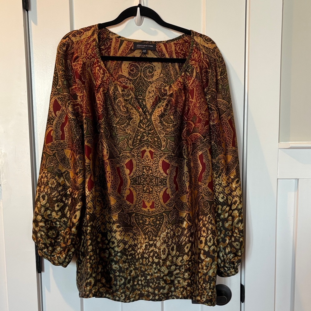 Jones New York -  Gold Paisley Blouse - Size XL
